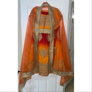 Orange ombré ghagra choli